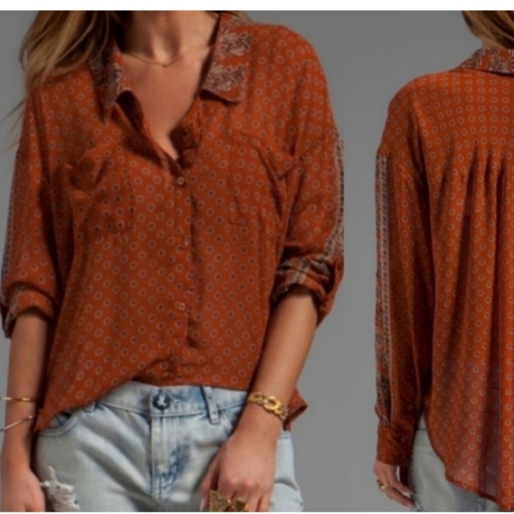 Free People Sheer Button Down